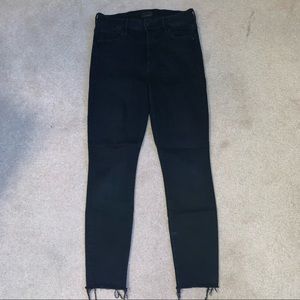 Mother Denim Jeans Black Skinny Raw Hem Size 27